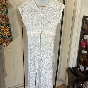 Vintage Elegant Lace Button-Down Dress